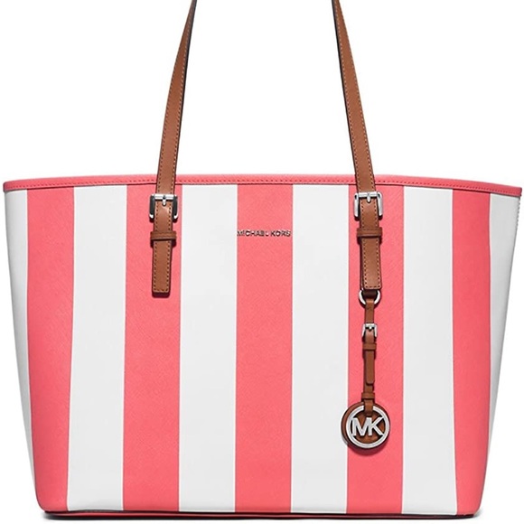 Michael Kors Coral/White Jet Set Tote - Picture 5 of 5